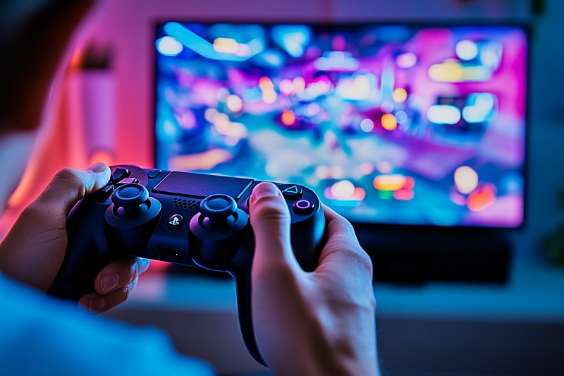 Un Jóven con adicción a Fortnite jugando al videojuego