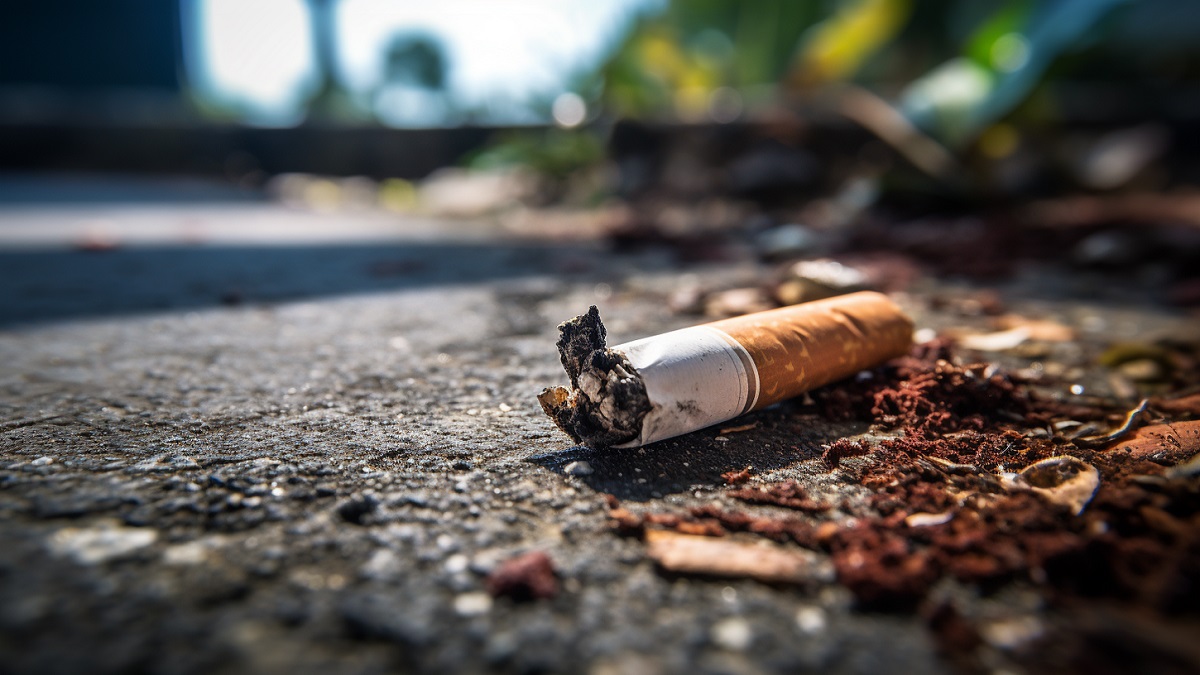Cigarro tirado al suelo para conseguir dejar de fumar.